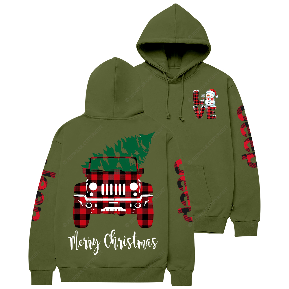 Merry Christmas Tree Red And Black Plaid Jp Casual Hoodie