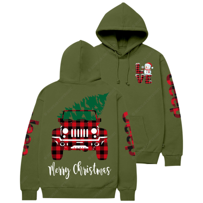Merry Christmas Tree Red And Black Plaid Jp Casual Hoodie