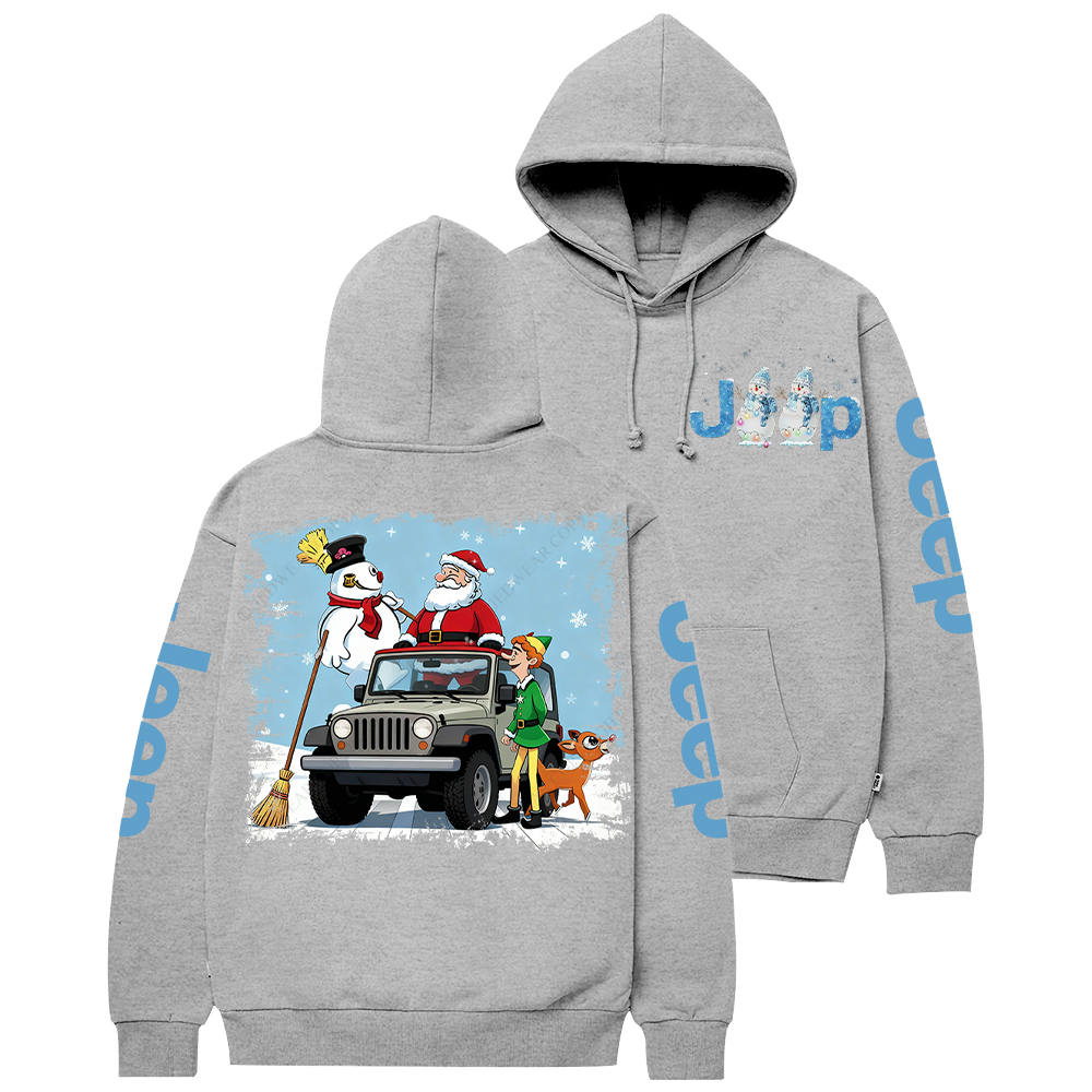 Merry Christmas Santa Claus Elf And Elk Jp Casual Hoodie