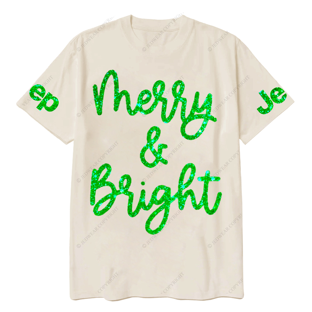 Sparkly Glitter Merry Bright Christmas Jp T-Shirt
