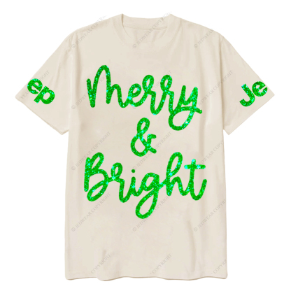 Sparkly Glitter Merry Bright Christmas Jp T-Shirt