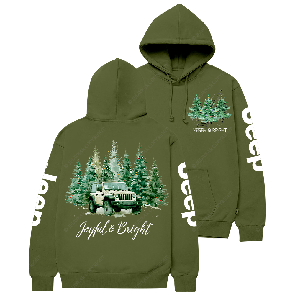 Joyful Merry And Bright Christmas Tree Jp Casual Hoodie