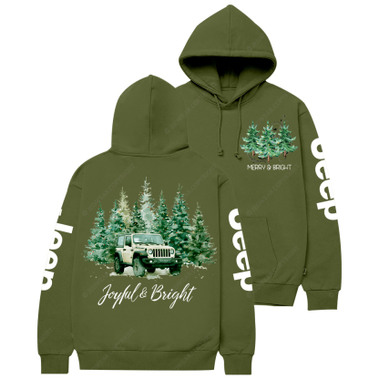 Joyful Merry And Bright Christmas Tree Jp Casual Hoodie