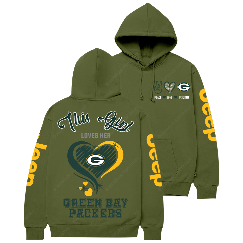 This Girl Loves Her Green Bay Packers Football  Jp Casual Hoodie