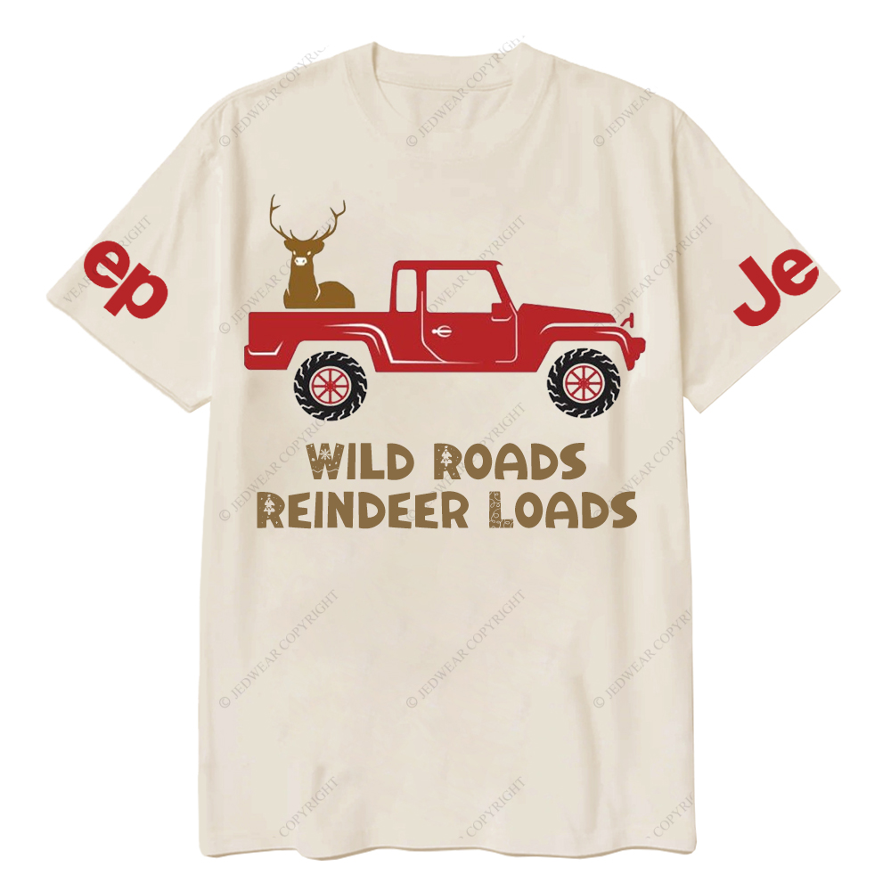 Merry Christmas Wild Roads Reindeer Loads Jp T-Shirt