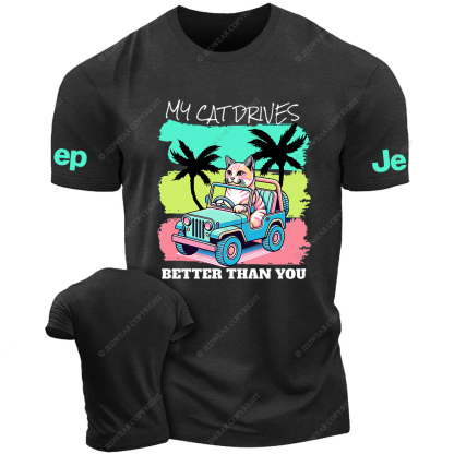 My Cat Drives Better Thank You Palm Tree Jp T-Shirt