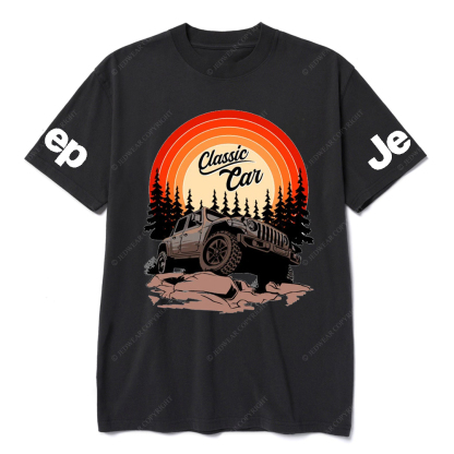 Classic Car And Tree Silhouette JP T-shirt