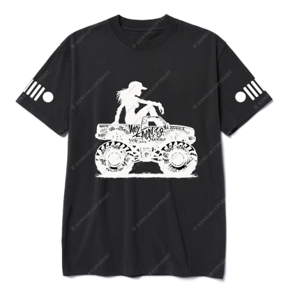 A Cool Girl Sitting On An Off-Road Vehicle Jp T-Shirt