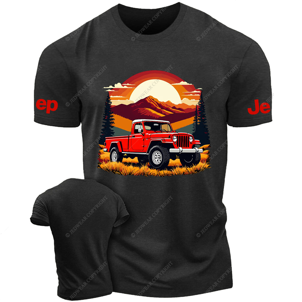 Jp Gladiator Off-Road Vehicle On The Grass At Sunset Mountain T-Shirt