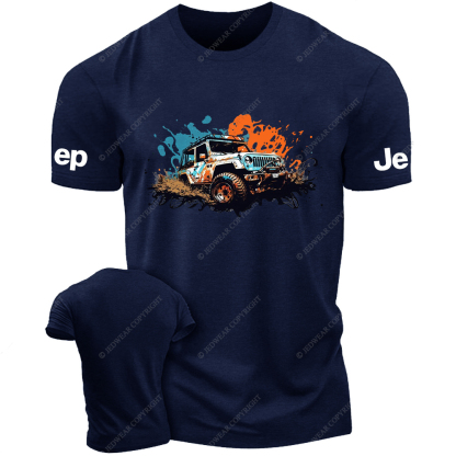 Off-Road Vehicle Driving On Muddy Terrain Ink Painting Jp T-Shirt