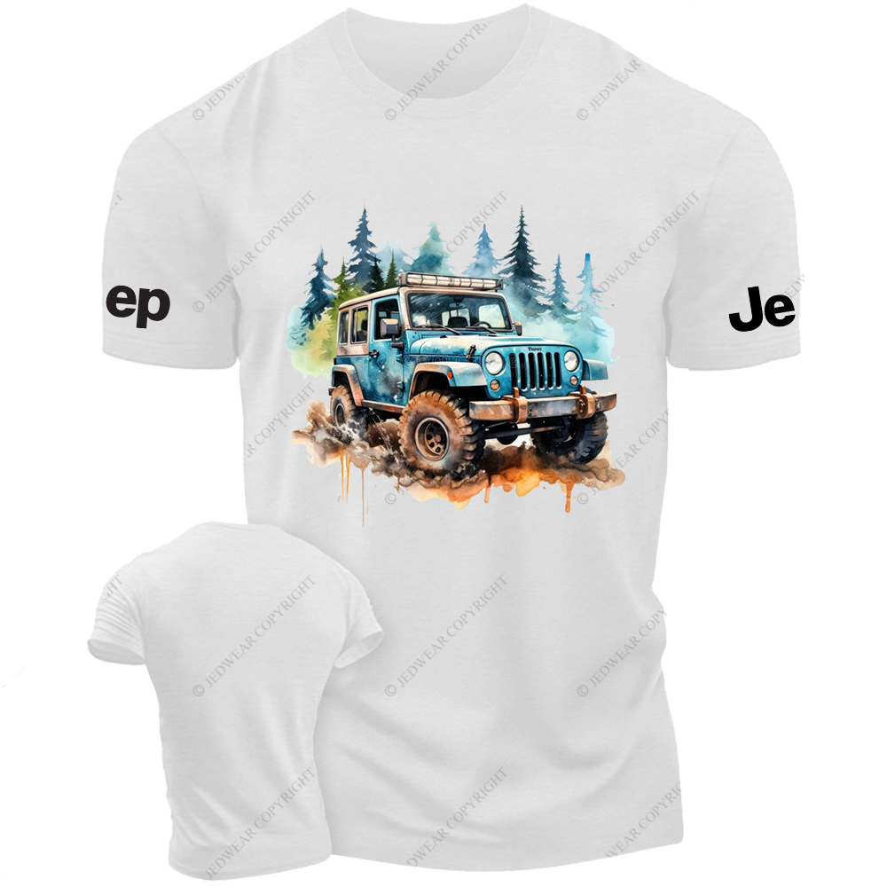 Colorful  Ink Painting Off-Road Vehicle Driving On Muddy Terrain Jp T-Shirt