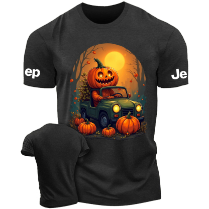 Halloween Pumpkin Man Driving On The Road Jp T-Shirt