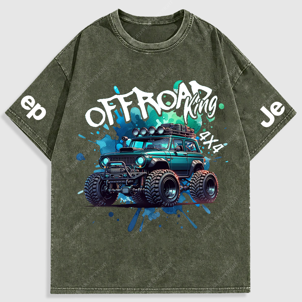 Jp Off Road King 4x4 Colorful  Washed T-Shirt