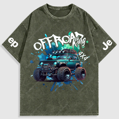 Jp Off Road King 4x4 Colorful  Washed T-Shirt