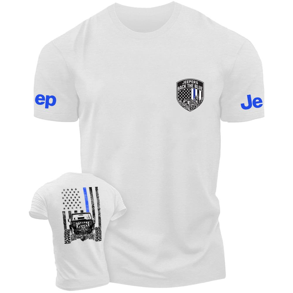 American Flag Policeman  The Blue Line Police Badge Jp T-Shirt