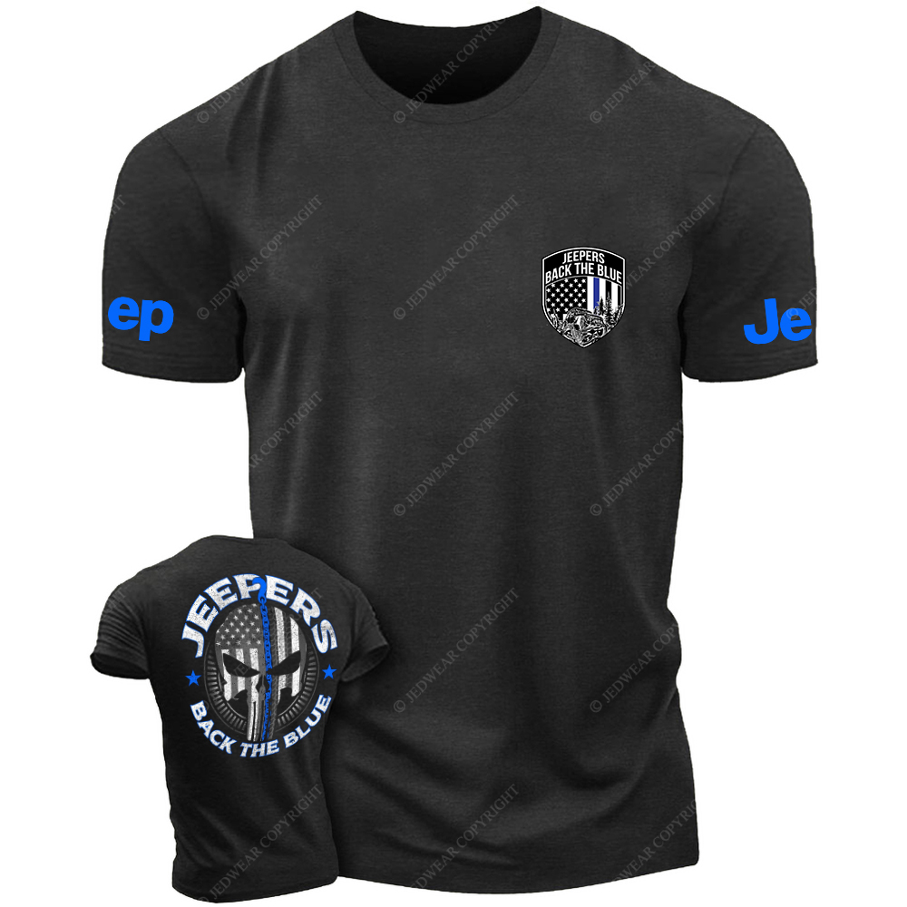 Policeman Jp Back The Blue Police Skull Police badge T-Shirt