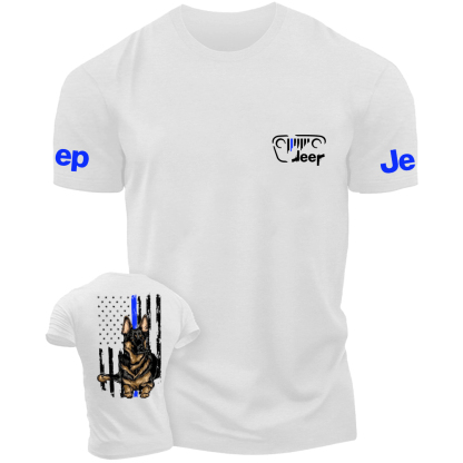 American Flag Police Cordon Gun The Blue Line Police Dog Jp T-Shirt