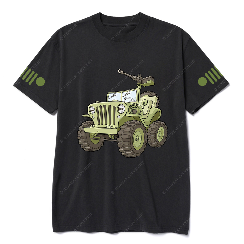 Cartoon Green Four-Wheeled Vehicle Jp T-Shirt