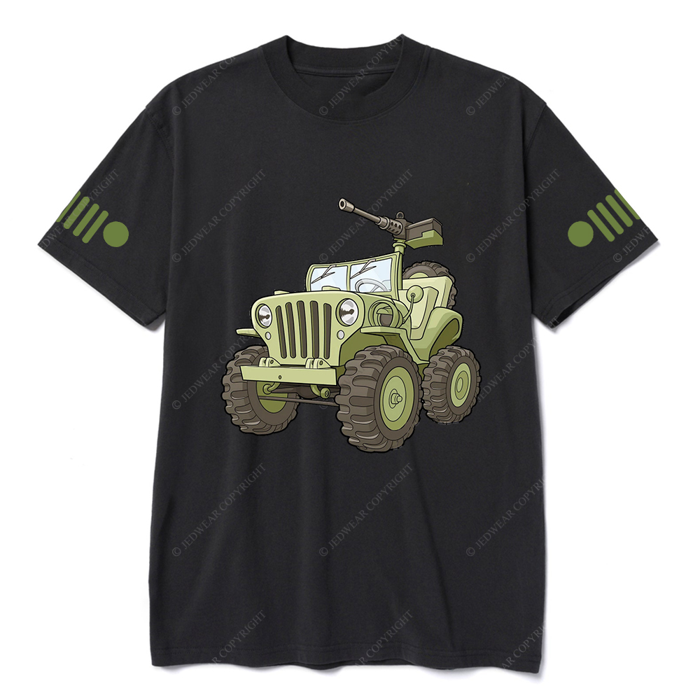 Cartoon Green Four-Wheeled Vehicle Jp T-Shirt