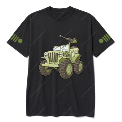 Cartoon Green Four-Wheeled Vehicle Jp T-Shirt