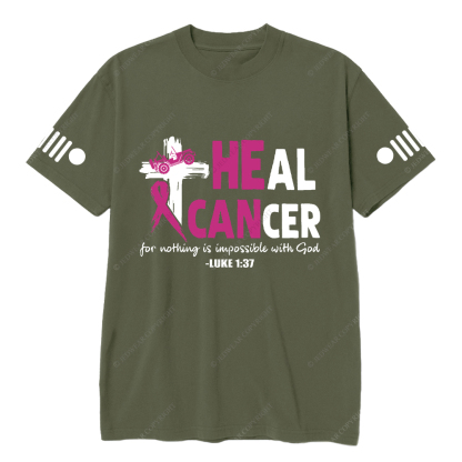 Breast Cancer Heal Cancer For Nothing Is Impossible With God Luke 1:37 Jp T-Shirt