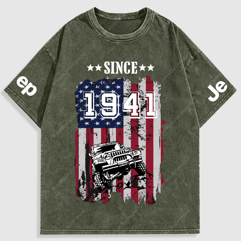 Jp American Flag Since 4X4 Cars Washed T-Shirt