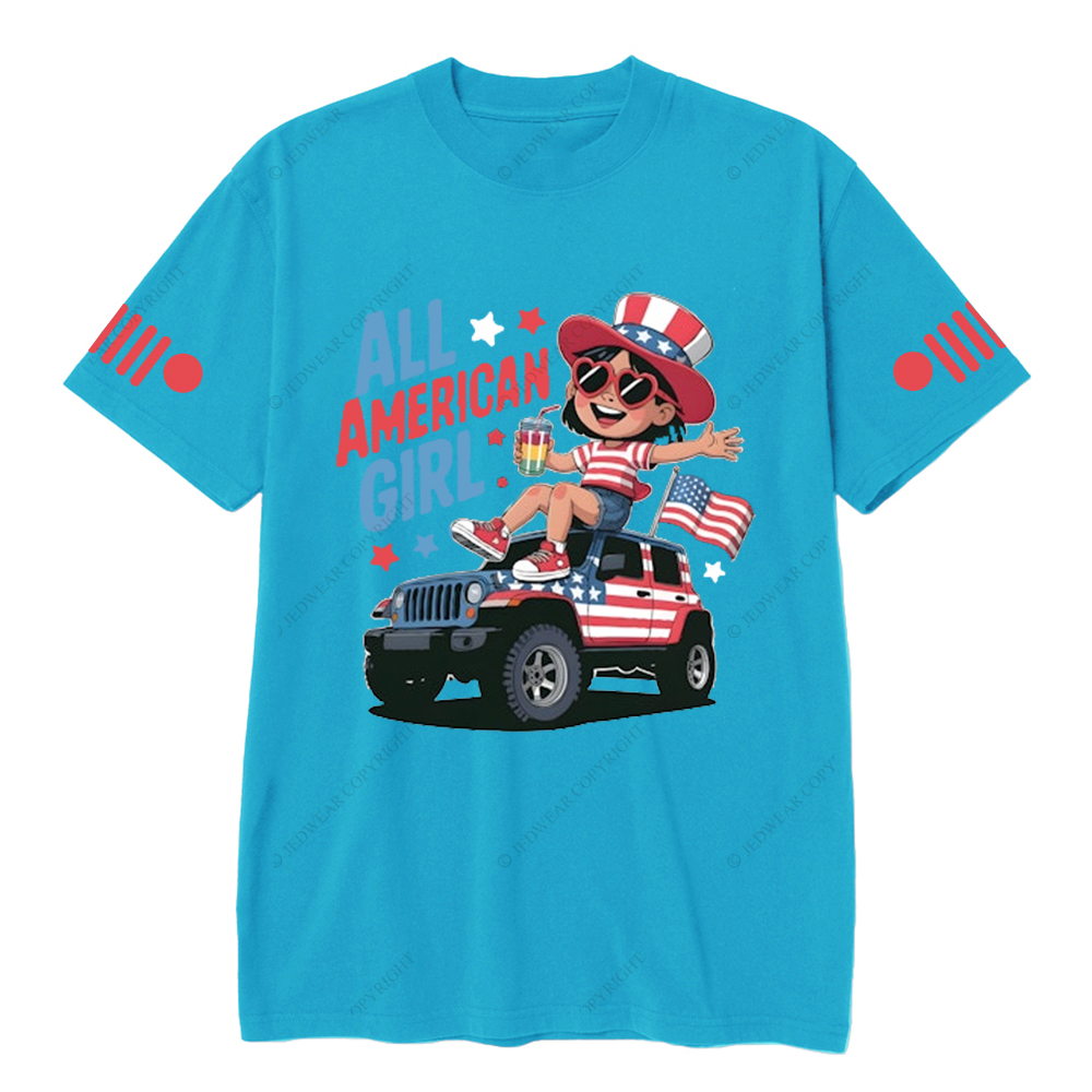 American Flag All American Girl Happily Drinking Juice Jp T-Shirt