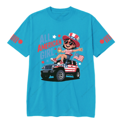 American Flag All American Girl Happily Drinking Juice Jp T-Shirt