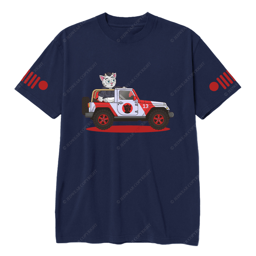 Jurassic Cat Driving On The Road Jp T-Shirt