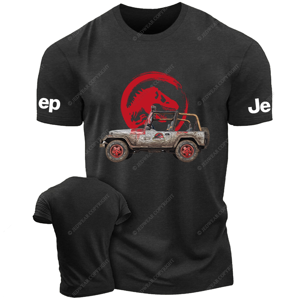 Dinosaur On The Back Of An Off-Road Vehicle Painting Jp T-Shirt