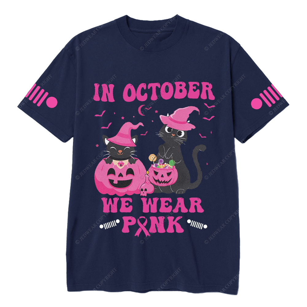 Breast Cancer In October We Wear Pink Cat Jp T-shirt