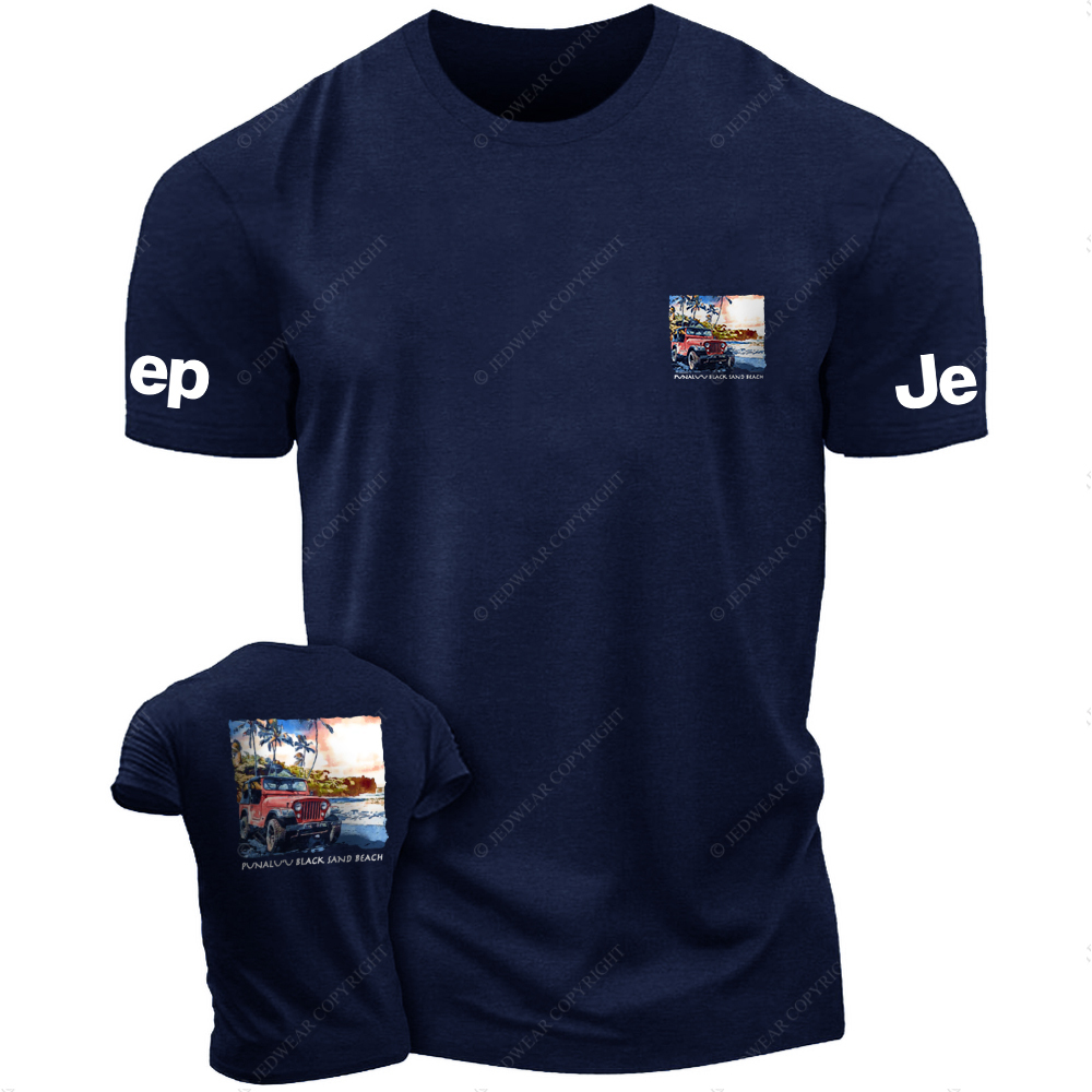 Black Sand Beach Coconut Tree JP T-Shirt
