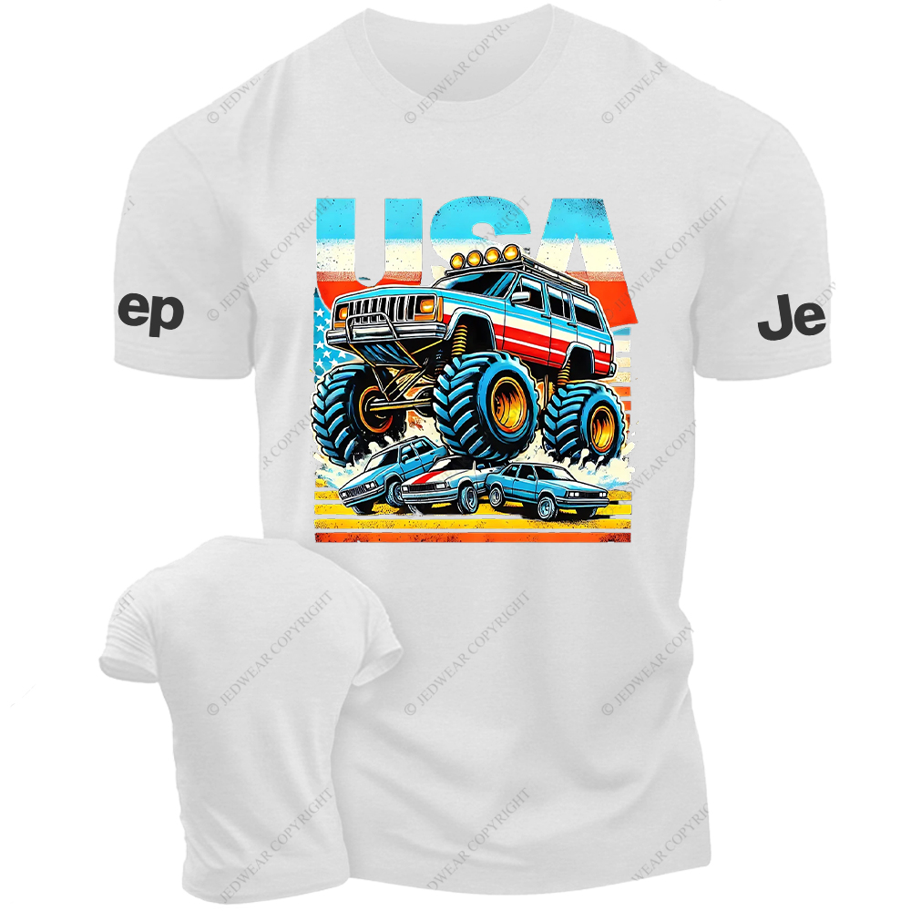 USA Flag Cherokee XJ 4x4 USA Off-Road Vintage Old School Vehicle Jp T-Shirt