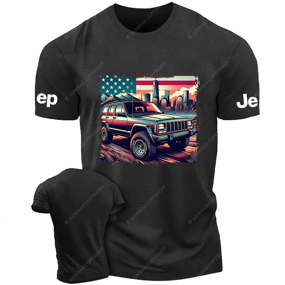 American Flag Cherokee XJ Off-Road Vintage Old School Vehicle Jp T-Shirt