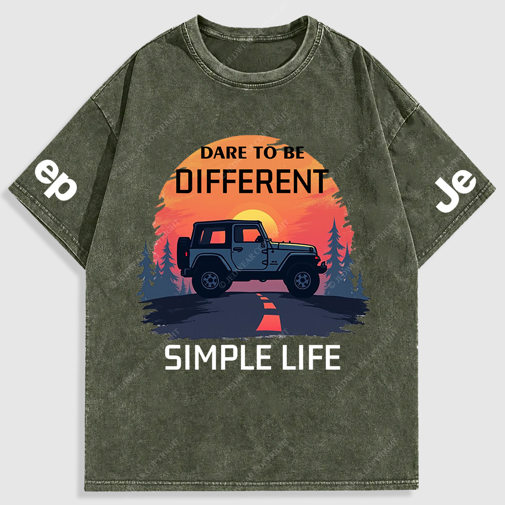 Dare To Be Different Simple Life Washed T-Shirt