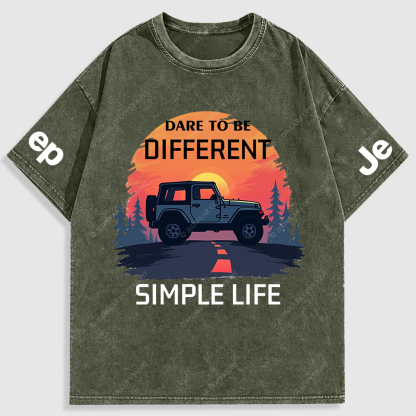 Dare To Be Different Simple Life Washed T-Shirt