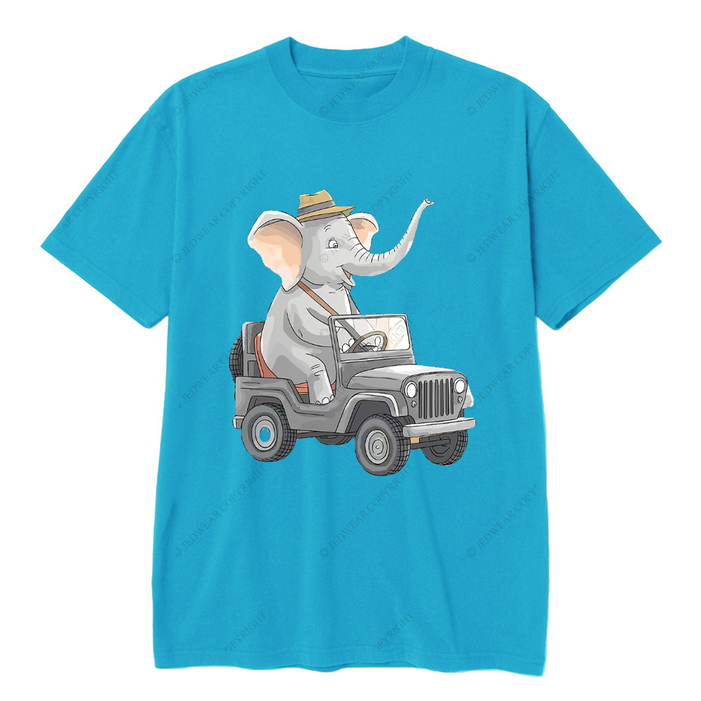 Elephant Driving Car Cartoon Jp T-Shirt