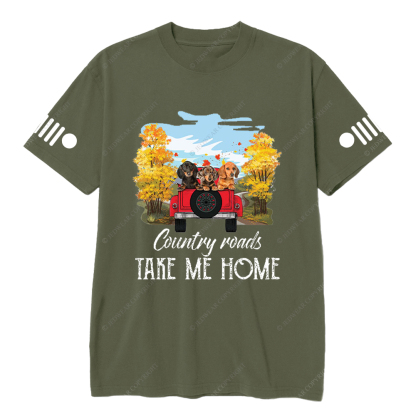 Car Dachshunds Country Roads Take Me Home Jp T-Shirt