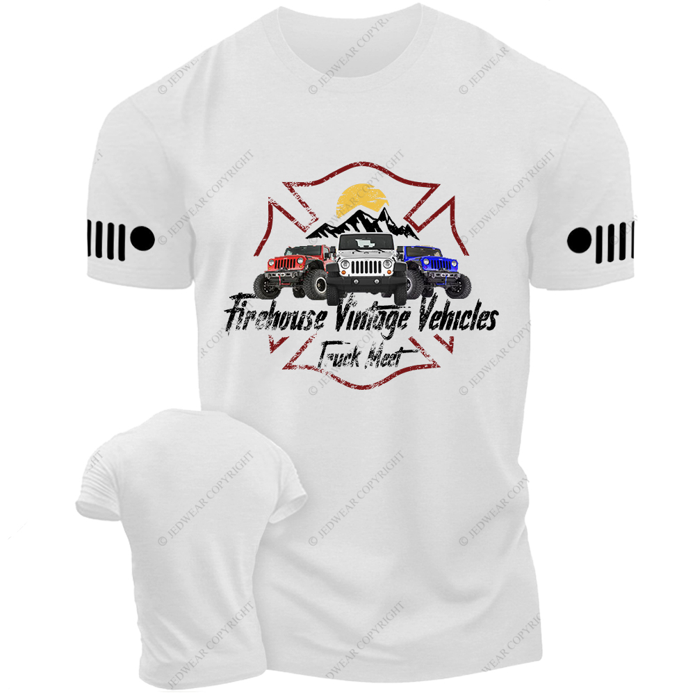 Firefighter Firehouse Vintage Vehicles Truck Meet Jp T-Shirt