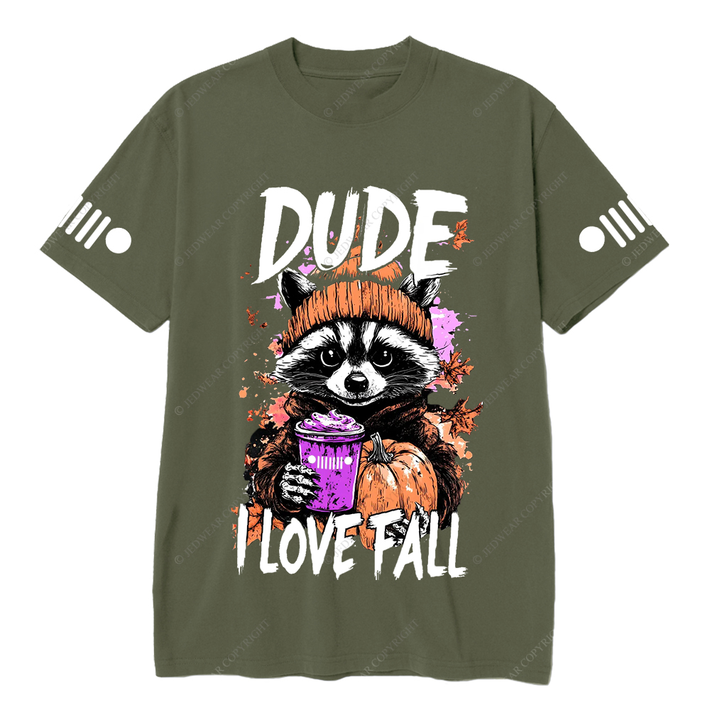 Feral Girl I Love Fall  Raccoon  Autumn Pumpkin Jp T-Shirt