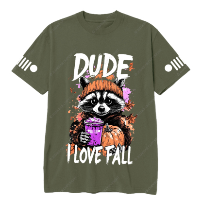 Feral Girl I Love Fall  Raccoon  Autumn Pumpkin Jp T-Shirt