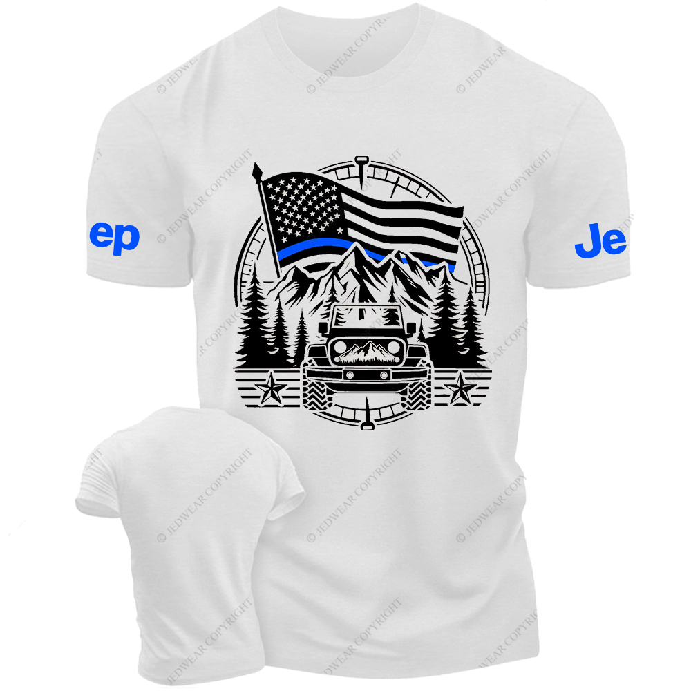 Police Patriotic Off-Road USA Flag Adventure Compass Jp T-Shirt