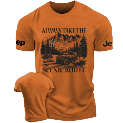 Always Take The Scenic Route Camping Travel Adventure Hiking Jp T-Shirt