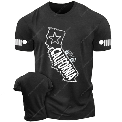 California Map Star Black And White Sketch Jp T-Shirt