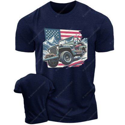 Willy's MB American Flag Classic Military Vehicle Jp T-Shirt