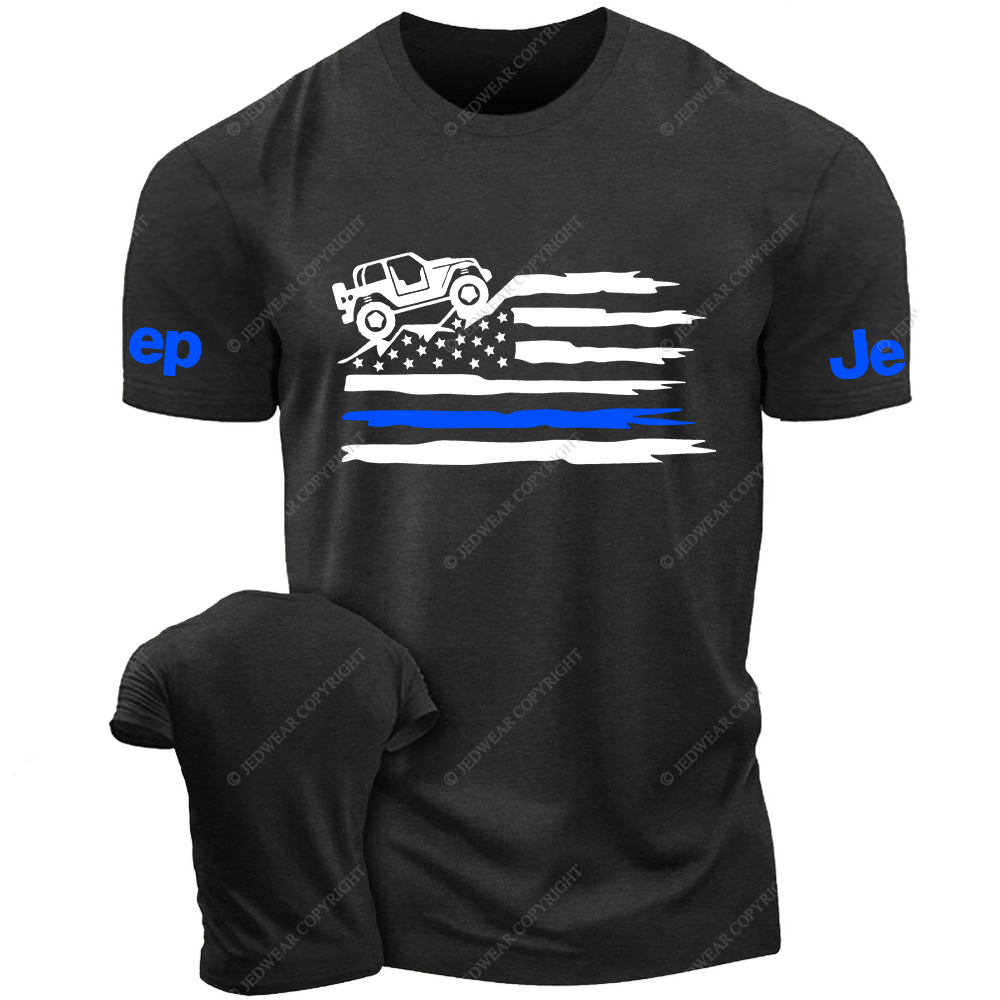 Off-Road Mountain Distressed American Flag Jp T-Shirt