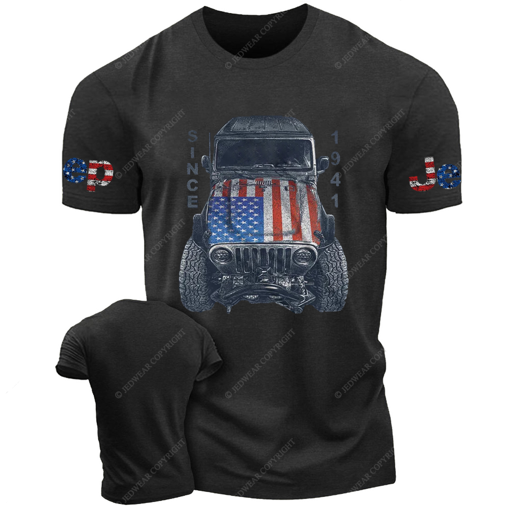 Looking Down At The Car American Flag Jp T-Shirt