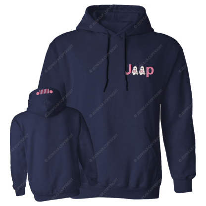 Pink Halloween Reading Ghosts Jp Embroidered Casual Hoodie