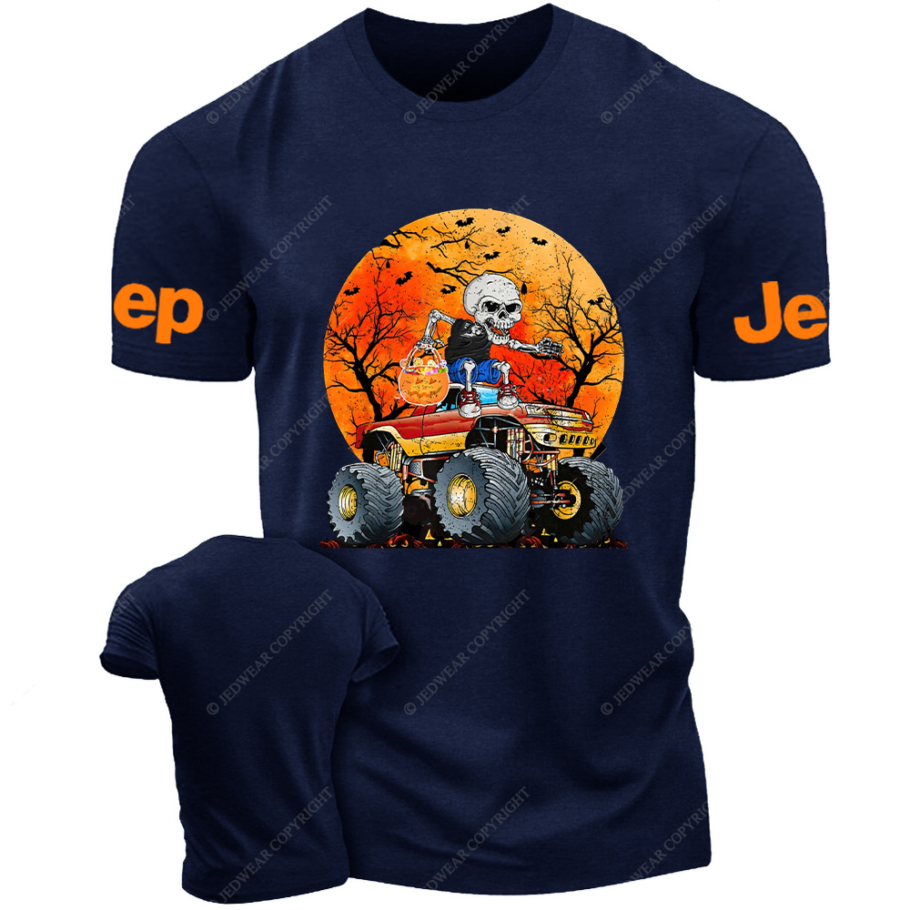 Skeleton Monster Truck Kid Boy Moon Candy Halloween Jp T-Shirt