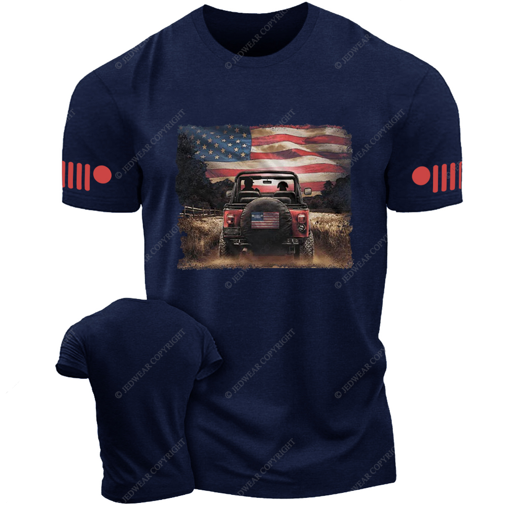 Country Road American Flag Dog Jp T-Shirt